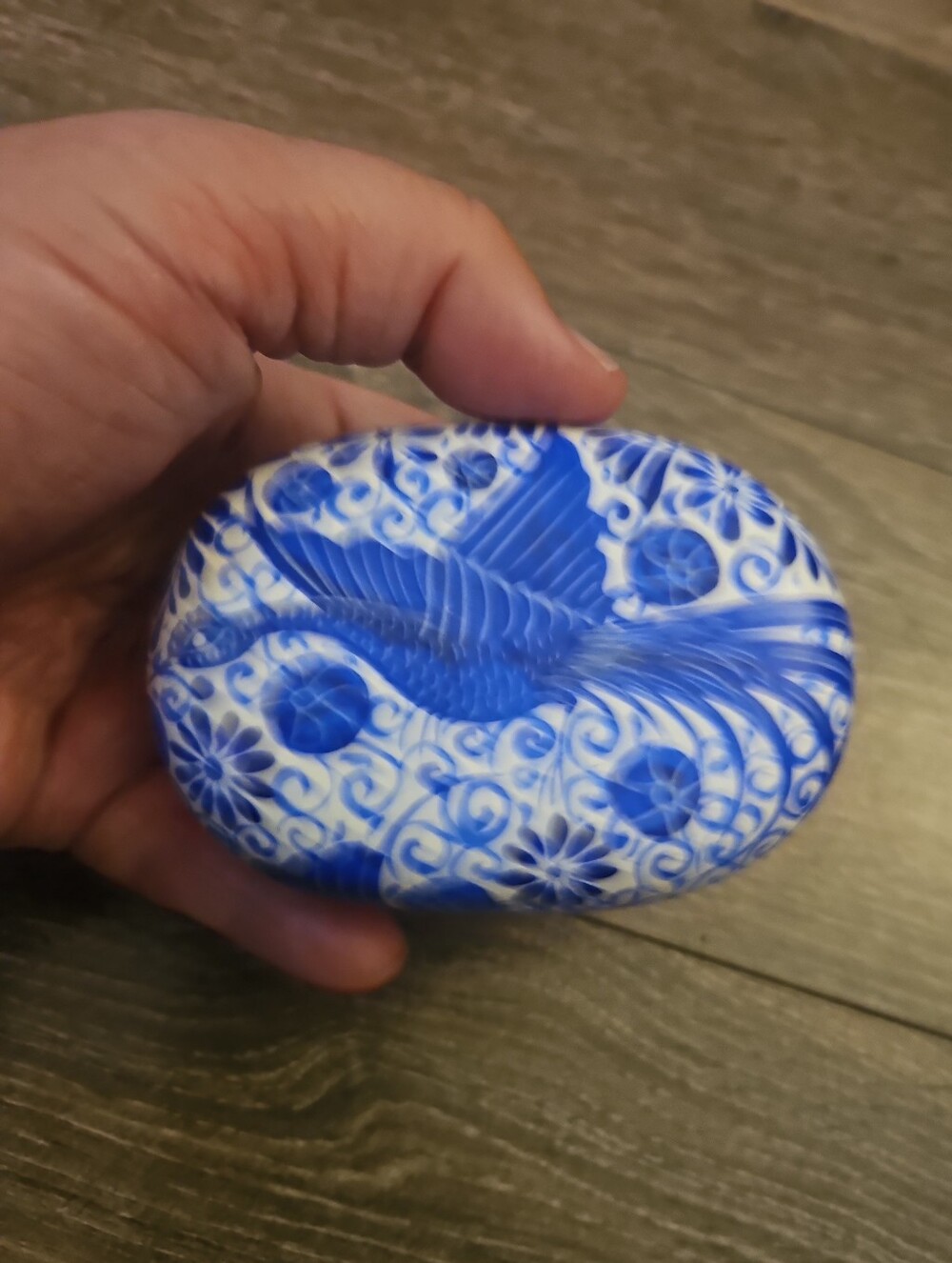 Hand-Painted Blue and White Decorative Porcelain Trinket Box Xantico MEXICO